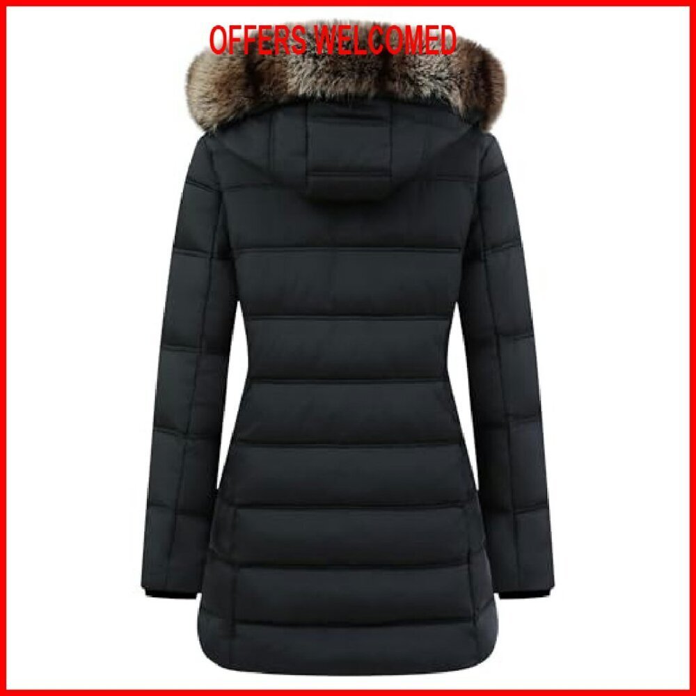 Women's Waterproof Puffer Jacket with Detachable Hood Winter Coat - Picture 5 of 8